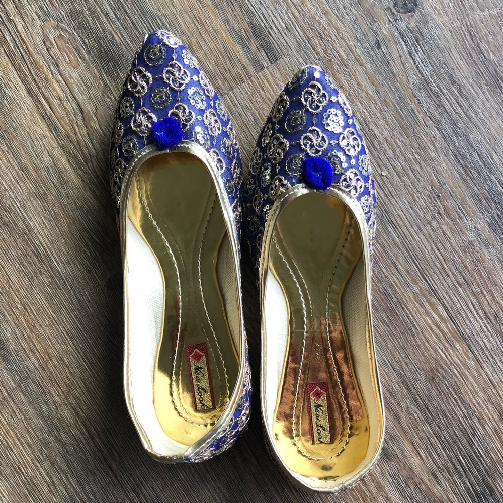 Blue Bling Indian shoes - Picture 2 of 7